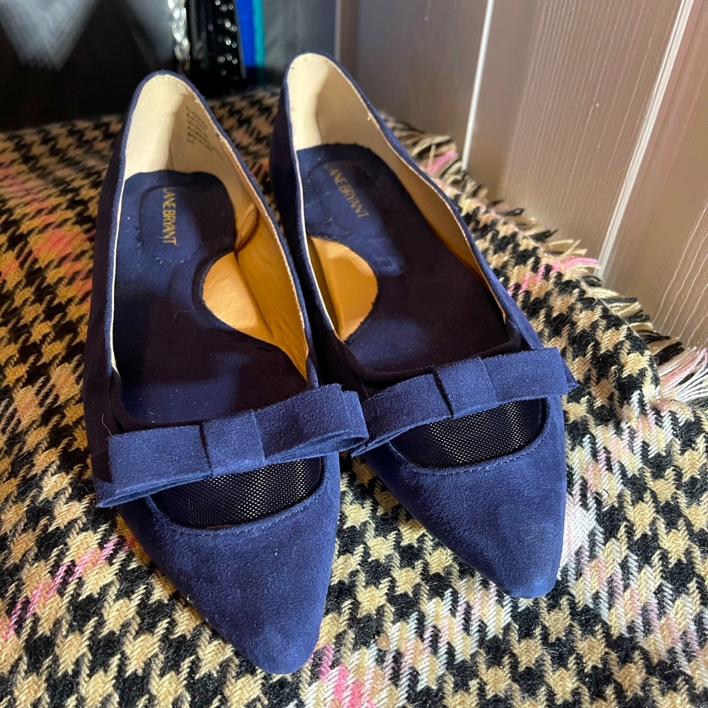 Suede Navy Blue Flats